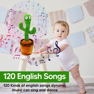 Majesty Trends Dancing Cactus Toy Talking Singing Plush Toy Mimicking Repeats What You Say, Have Recording & 120 Funny Musical Songs Wiggly Dance with Lighting Funny Kids Gift