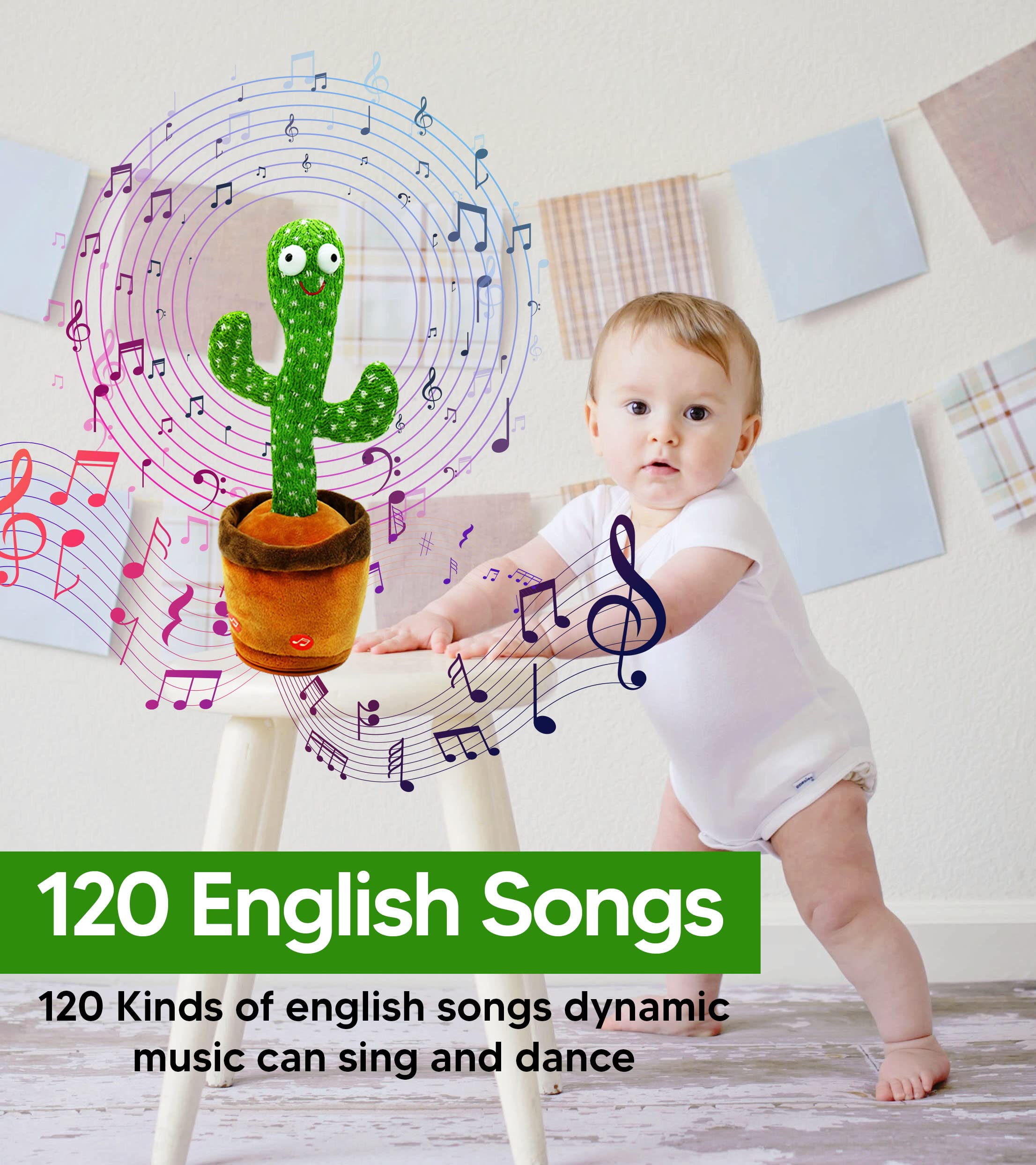 Majesty Trends Dancing Cactus Toy Talking Singing Plush Toy Mimicking Repeats What You Say, Have Recording & 120 Funny Musical Songs Wiggly Dance with Lighting Funny Kids Gift