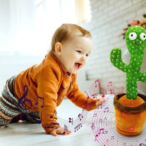 Majesty Trends Dancing Cactus Toy Talking Singing Plush Toy Mimicking Repeats What You Say, Have Recording & 120 Funny Musical Songs Wiggly Dance with Lighting Funny Kids Gift