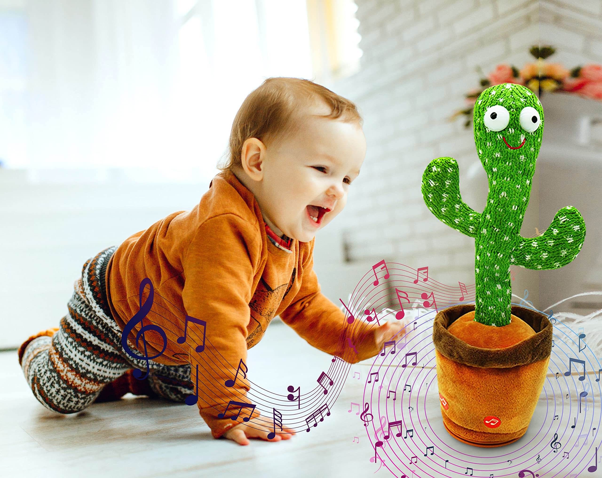 Majesty Trends Dancing Cactus Toy Talking Singing Plush Toy Mimicking Repeats What You Say, Have Recording & 120 Funny Musical Songs Wiggly Dance with Lighting Funny Kids Gift