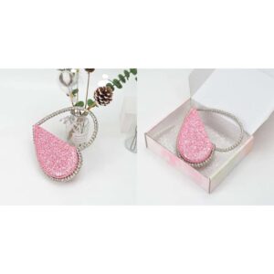 Anopo Heart Round Shape Rhinestone Clutch Purse Bag Diamond Frame Glitter Bright Sequins Evening Handbag Wedding Party Prom Heart Pink