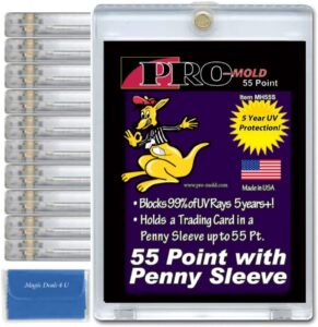 10-count pro-mold 55pt. magnetic one-touch card holders holds sleeved card mh55s (with microfiber cloth)