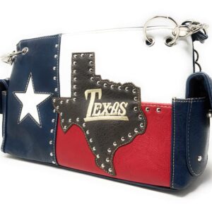 Premium American National Flag Rhinestone Handbag, Messenger bag, Wallet in Multi Colors (Texas State Map Set)