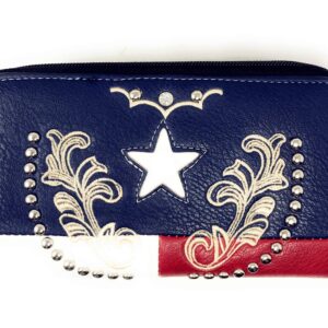 Premium American National Flag Rhinestone Handbag, Messenger bag, Wallet in Multi Colors (Texas State Map Set)