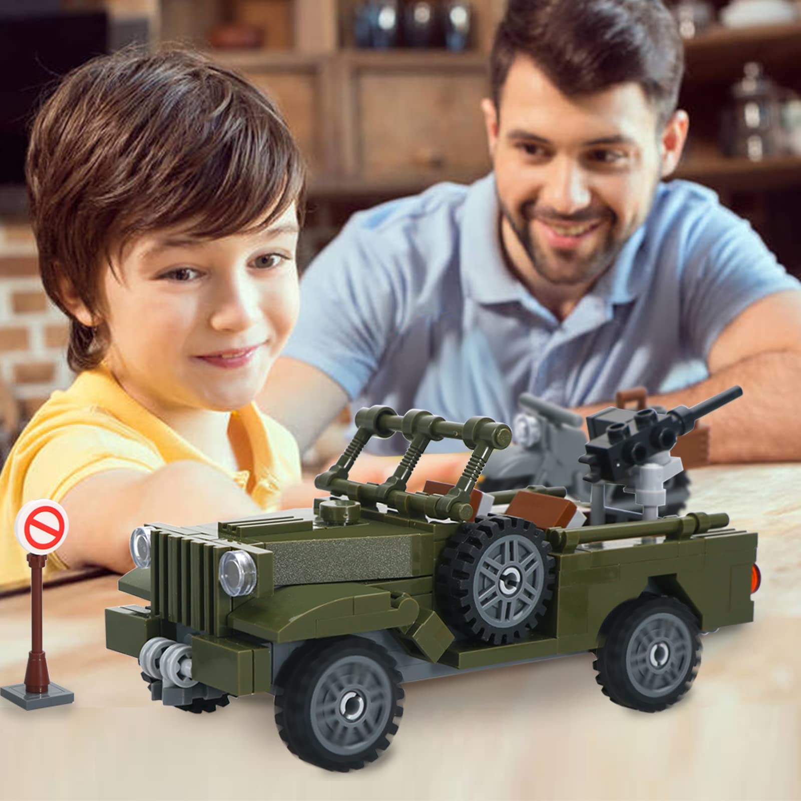 BRICK STORY Military Vehicle Building Sets WW2 Army Truck Building Kit 251 Pieces WWII Building Blocks World War 2 Car Model Armed Weapon Guns Battle Building Bricks Toys for Kids boys girls Aged 6-12