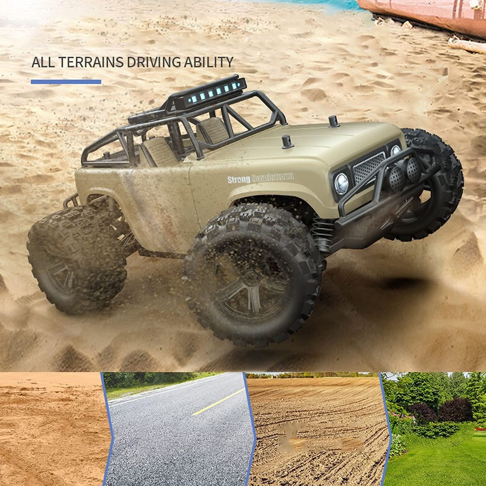 QIYHBVR 1:18 Scale Large RC Cars 50+ Kmh Speed - Boys Remote Control Car 4x4 Off Road Monster Truck Electric - Hobby Grade Toys Trucks for Kids and Adults - 2 Batteries + Connector for 70+ Min Play