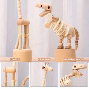 Wood Painting Crafts, Unfinished Wood Cutouts Animals, Wooden Paint Crafts for Painting Wooden Ornaments DIY Crafts Art Project for Home Decoration, Dinosaur, Giraffe Shap