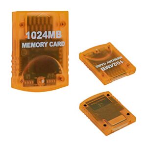 tolesum memory card 1024mb(16344 blocks) 8 data areas for gamecube and wii console, orange 1024mb