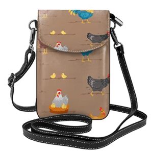 womens girls ladies crossbody phone bag rooster cock chicken bird floral (23) wallet with zipper and adjustable strap ce