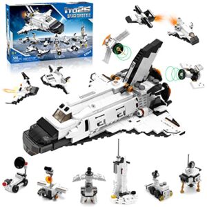 space shuttle building toys, 25-in-1 aerospace building kit for kids to assemble a big spaceship or 12 small different space probe, best present for boys and girls aged 6 7 8 9 10 11 12 13 14+, 586pcs