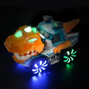 Dinosaur Toys for Kids 3-5 Years Old, Dinosaur Car Toy with Flashing Lights Music Roaring Sound Dino Light up Car Toys, Capture Dinosaur Play Set for Boys and Girls Ages 3+(Orange)