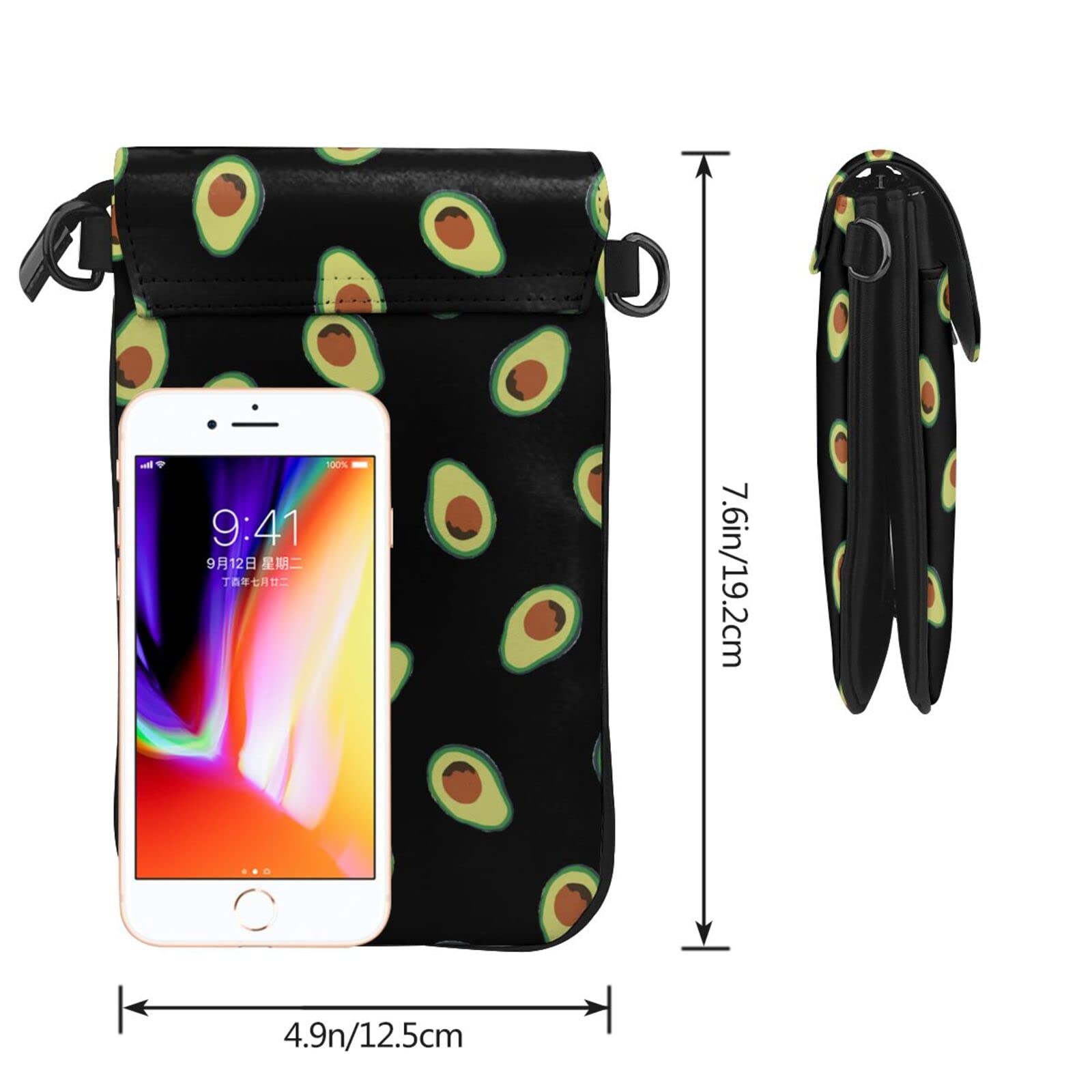 Crossbody Bag Cell Phone Purse Avocado Repeating Pattern Wallet Travel Passport Bag Crossbody for Women Girls Ladies Dat