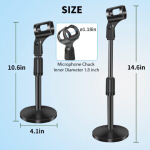 Desktop Microphone stand, Mic Stand Desk Adjustable Metal Table Mic Stand for Blue Yeti Snowball & Other Microphone Clip 10.6 Inch-14.6 Inch