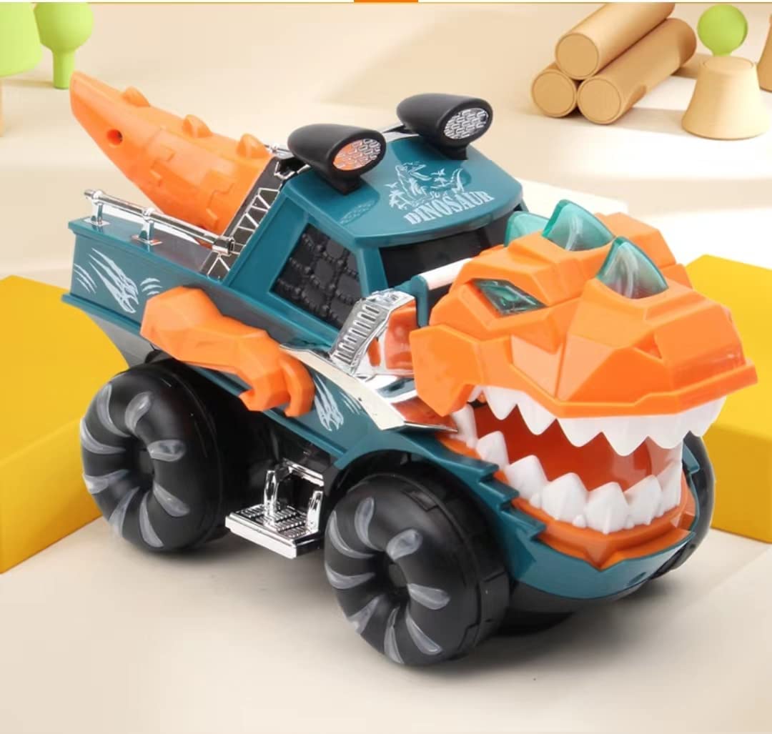 Dinosaur Toys for Kids 3-5 Years Old, Dinosaur Car Toy with Flashing Lights Music Roaring Sound Dino Light up Car Toys, Capture Dinosaur Play Set for Boys and Girls Ages 3+(Orange)