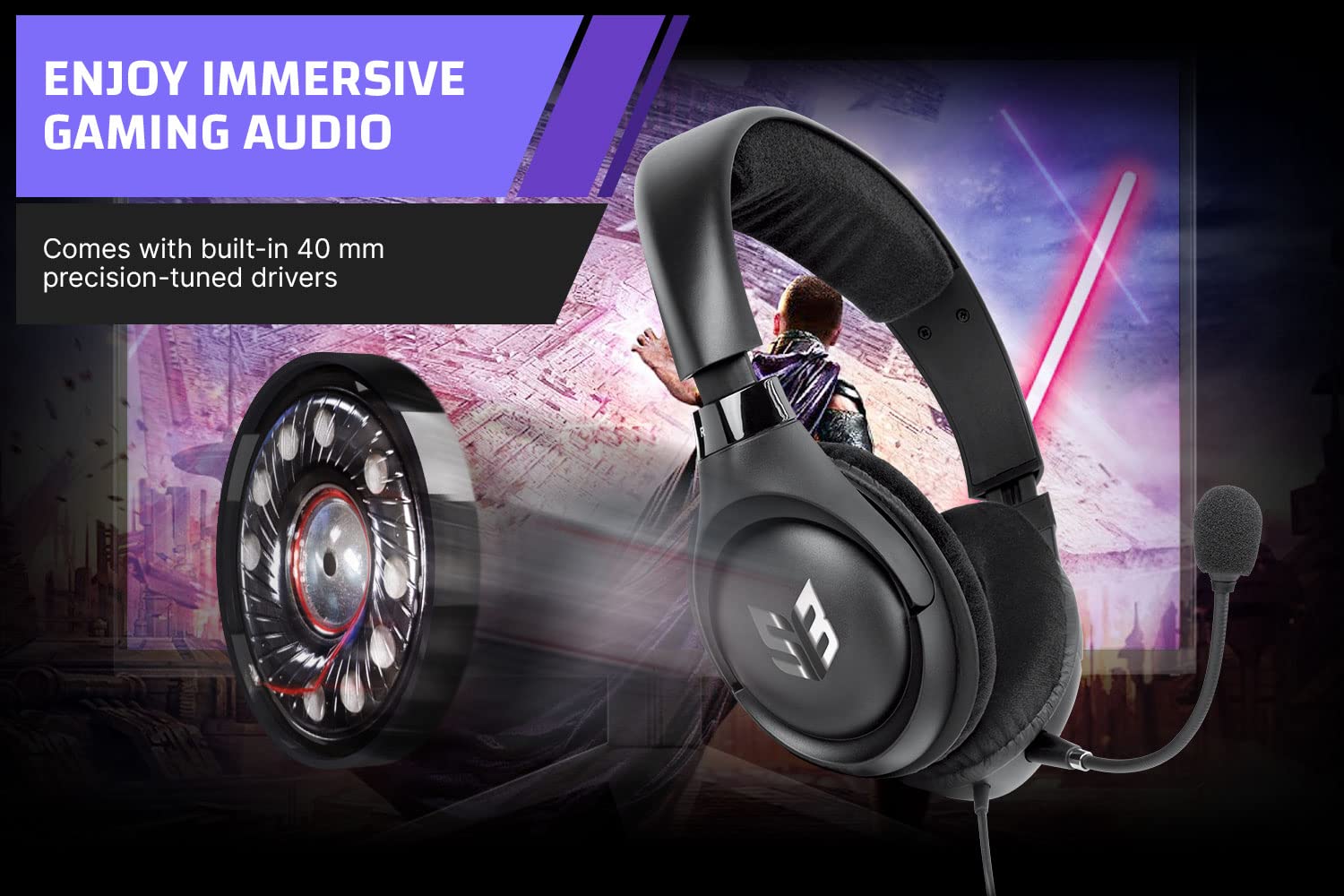 Sound Blaster Blaze V2 Over-Ear Gaming Headset with Detachable Noise-Cancelling Microphone, Volume and Mic Mute Control for PC/Mac/Consoles