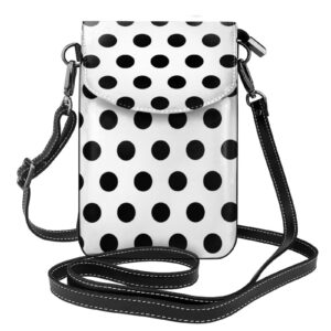 women phone bag pu leather black polka dot pattern crossbody bag with adjustable strap, universal phone wallet pouch sho