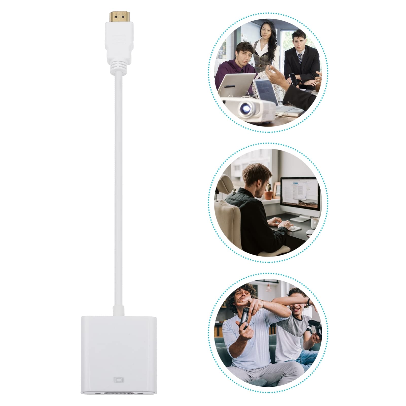 Milisten 4pcs vga cable Adapter Office Supplies Convert Cable Video Cable Video Converter Home Converter Home VGA Converter Multifunction conversion line 1080p abs white