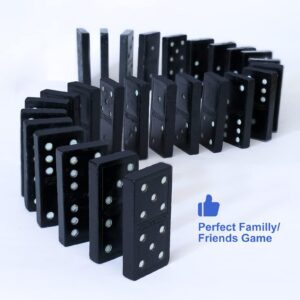 Offelec Wooden Double Six Dominoes Set for Kids Double 6 Dominoes Set 28 Pieces Classic Board Game Domino Set Classroom Game Family Games Night Ideal for 2-4 Players