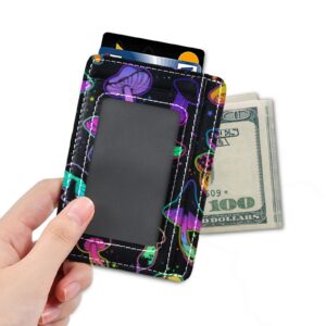 OTVEE Bright Psychedelic Mushrooms Slim Minimalist Wallet Small Card Wallets PU Leather Front Pocket Wallets