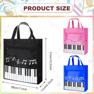 Cunno 3 Pcs Piano Keys Handbag Small Piano Music Bag Reusable Tote Bag Shoulder Shopping Bag Book Bag Tote for Piano Music Teacher Gifts