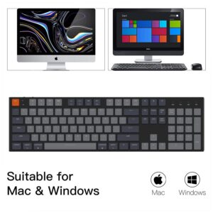 Keychron K5 Ultra-Slim Full Size Layout Wireless Bluetooth Gaming Mechanical Keyboard, 104 Keys White LED Backlight Wired Keyboard for Mac Windows, Low Profile Gateron Blue Switch