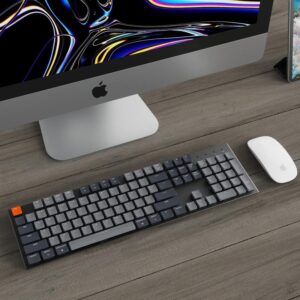 Keychron K5 Ultra-Slim Full Size Layout Wireless Bluetooth Gaming Mechanical Keyboard, 104 Keys White LED Backlight Wired Keyboard for Mac Windows, Low Profile Gateron Blue Switch