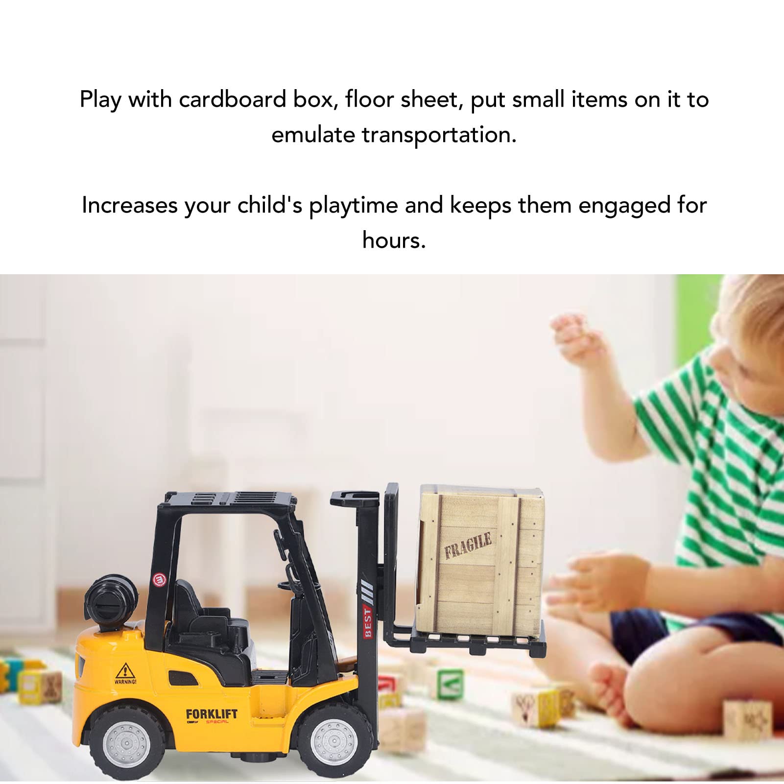 BTIHCEUOT Forklift Model, Forklift Toy Kids Forklift 360 Degree Polishing DropResistant Engineering Vehicle Model for Kids Age 3 and Up to Play