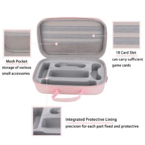 Pink Cute Cat Paw Case Compatible with Nintendo Switch/OLED Model Portable Compact Hard Shell Travel Carrying Case fit Switch Console & Full Set Game Accessories with Mesh Pocket and 18 Card Slots.