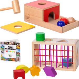 Pidoko Kids Montessori Toys for 1 Year Old - Wooden Object Permanence Box - Shape Sorter Toys for Toddlers 1-3 | Sensory, Learning & Developmental Baby Toys 12-18 Months - 1st Birthday Gifts Boy Girl