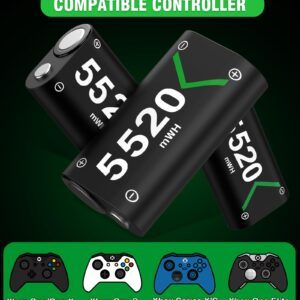 3x5520mWh Battery Pack Compatible for Xbox One/Xbox Series X/S Controller, Rechargeable Battery Packs for Xbox One S/One X/One Elite Accessories