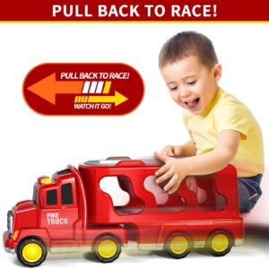 Bennol Toddler Trucks Toys for Boys Age 1-3 3-5, 5 in 1 Fire Car Truck Bus for Toddlers Boys Girls 1 2 3 4 5 6 Years Old, Toddler Boy Toys Christmas Birthday Gift Car Sets with Light Sound