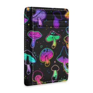 otvee bright psychedelic mushrooms slim minimalist wallet small card wallets pu leather front pocket wallets