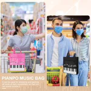 Cunno 3 Pcs Piano Keys Handbag Small Piano Music Bag Reusable Tote Bag Shoulder Shopping Bag Book Bag Tote for Piano Music Teacher Gifts