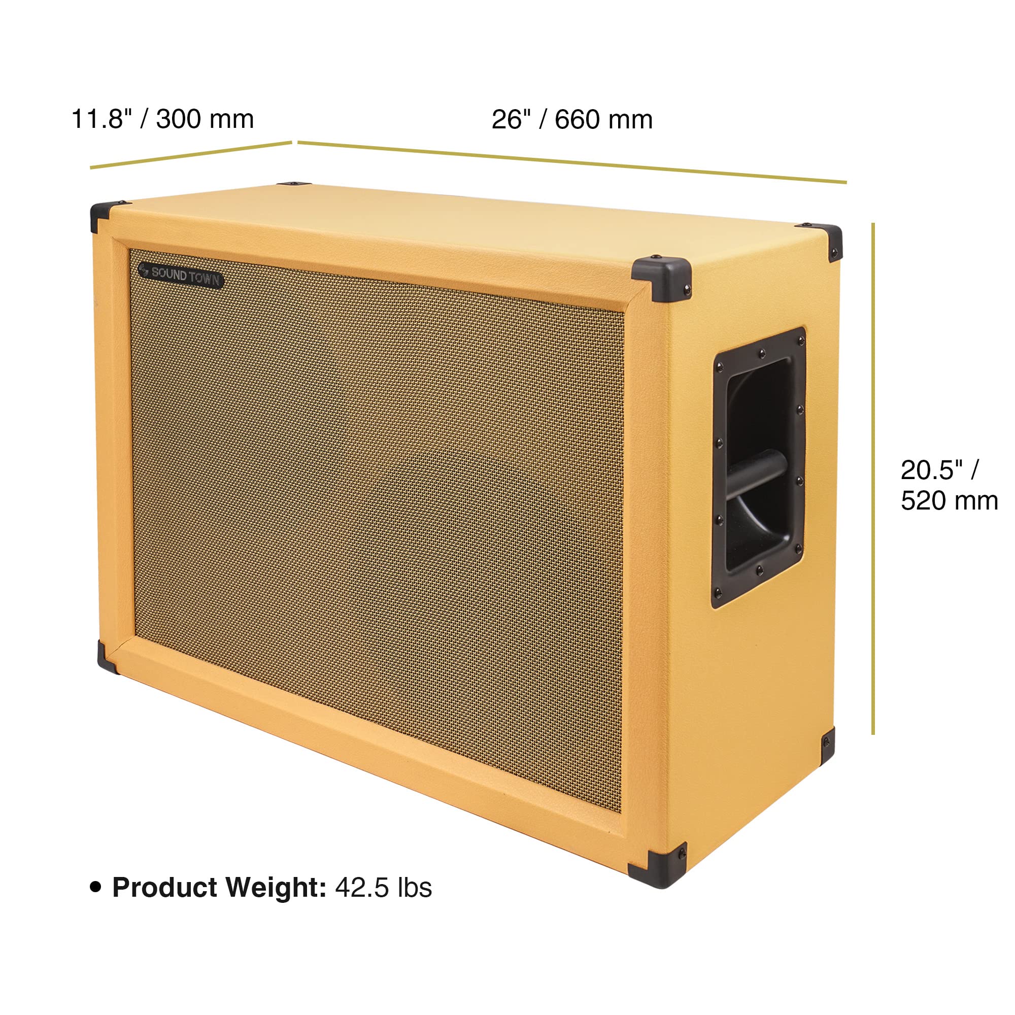 Sound Town 2 x 12" 130W Open-back Guitar Speaker Cabinet, Birch Plywood, Orange Tolex, Wheat Cloth Grille (GUC212OBOR)