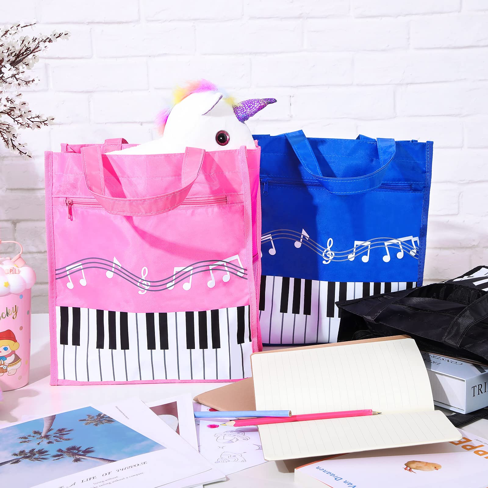 Cunno 3 Pcs Piano Keys Handbag Small Piano Music Bag Reusable Tote Bag Shoulder Shopping Bag Book Bag Tote for Piano Music Teacher Gifts