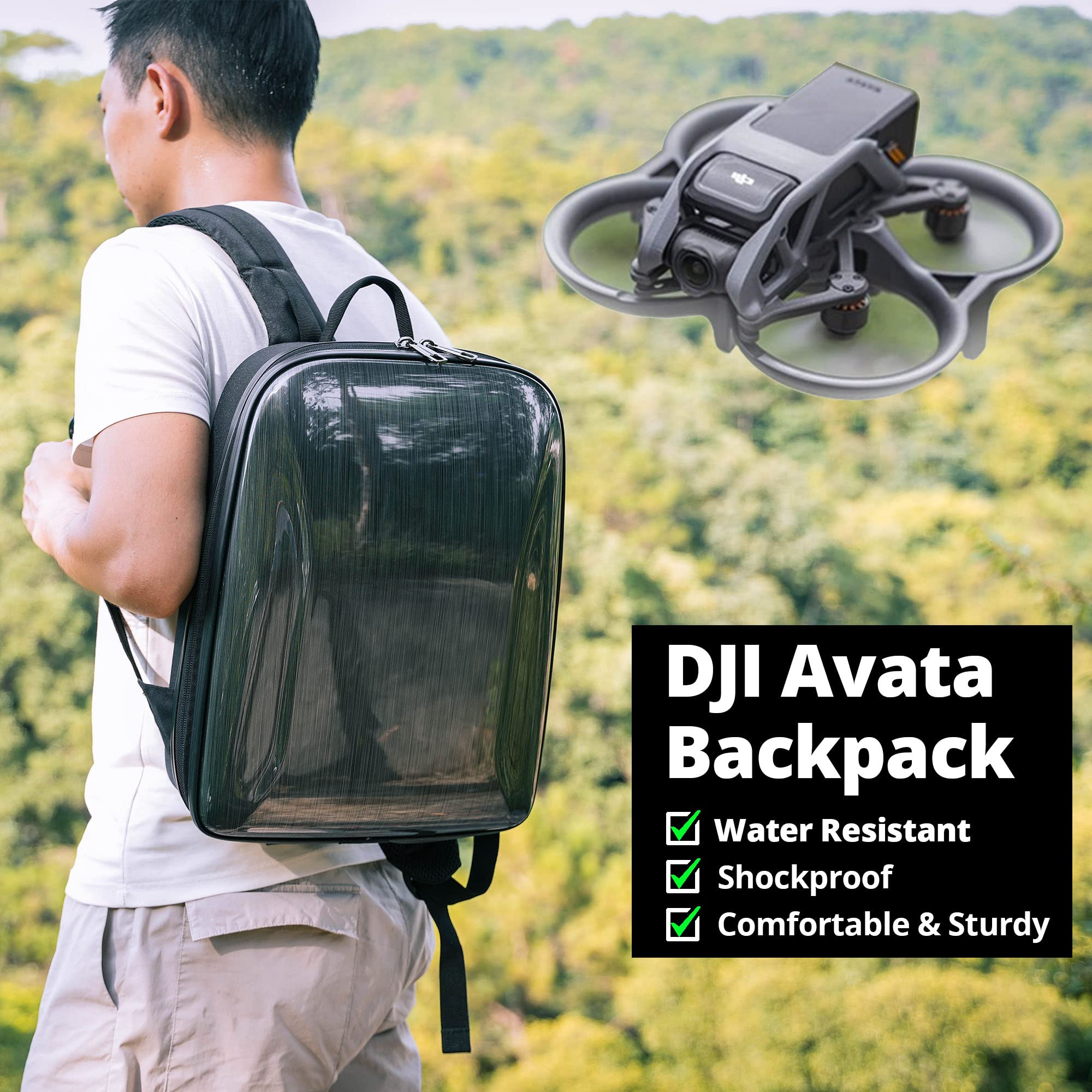 PONYRC Portable Hard Case Backpack for DJI Avata, FPV Goggles V2/ Goggles 2/ Goggles Integra, Waterproof Bag for DJI Avata Drone, Motion Controller and Other DJI Avata Accessories