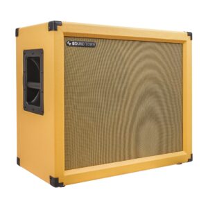 sound town 2 x 12" 130w open-back guitar speaker cabinet, birch plywood, orange tolex, wheat cloth grille (guc212obor)