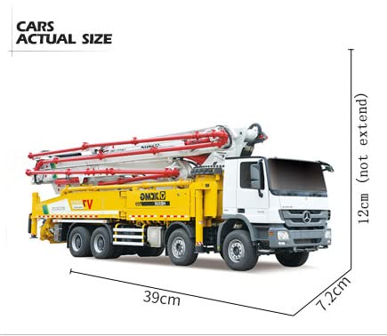 1/35 Scale Model XCMG 62 Meter Concrete Pump Truck Replica 7 Sections Booms 4 Axles Cab Open Collection Toys Gift