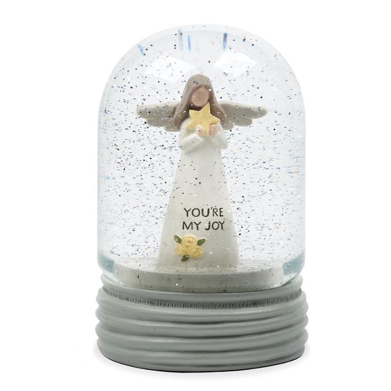 Blossom Bucket Graceful Sentiments - Dome Shaped Snowglobe - You're My Joy, 5-inch Height, 3.25-inch Diameter, White, Glass, Tabletop, Home Decor