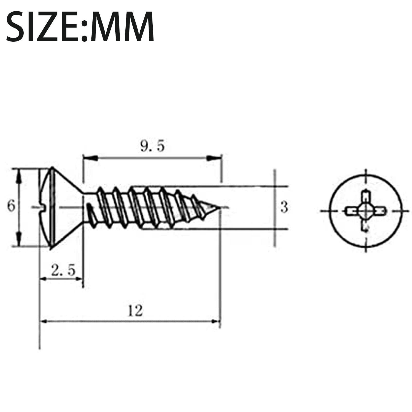 3MM Electric Guitar Bass Pickguard Screws Pick Guards Scratch Plate Mounting Screws for Fender Strat Tele SG LP Guitar Bass Replacement (Black 100 Pack)