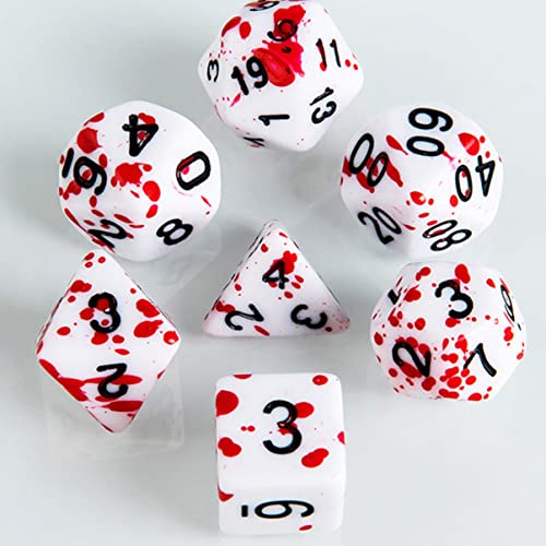 HANABASS Red Table Runner 2sets- Splatter Games Vampire Dragons Die RPG Club Board Theme Game Role for Dices Irregular Multi- Sided of Dice Favor Polyhedral Halloween and Supplies Red Cube RPG Dice