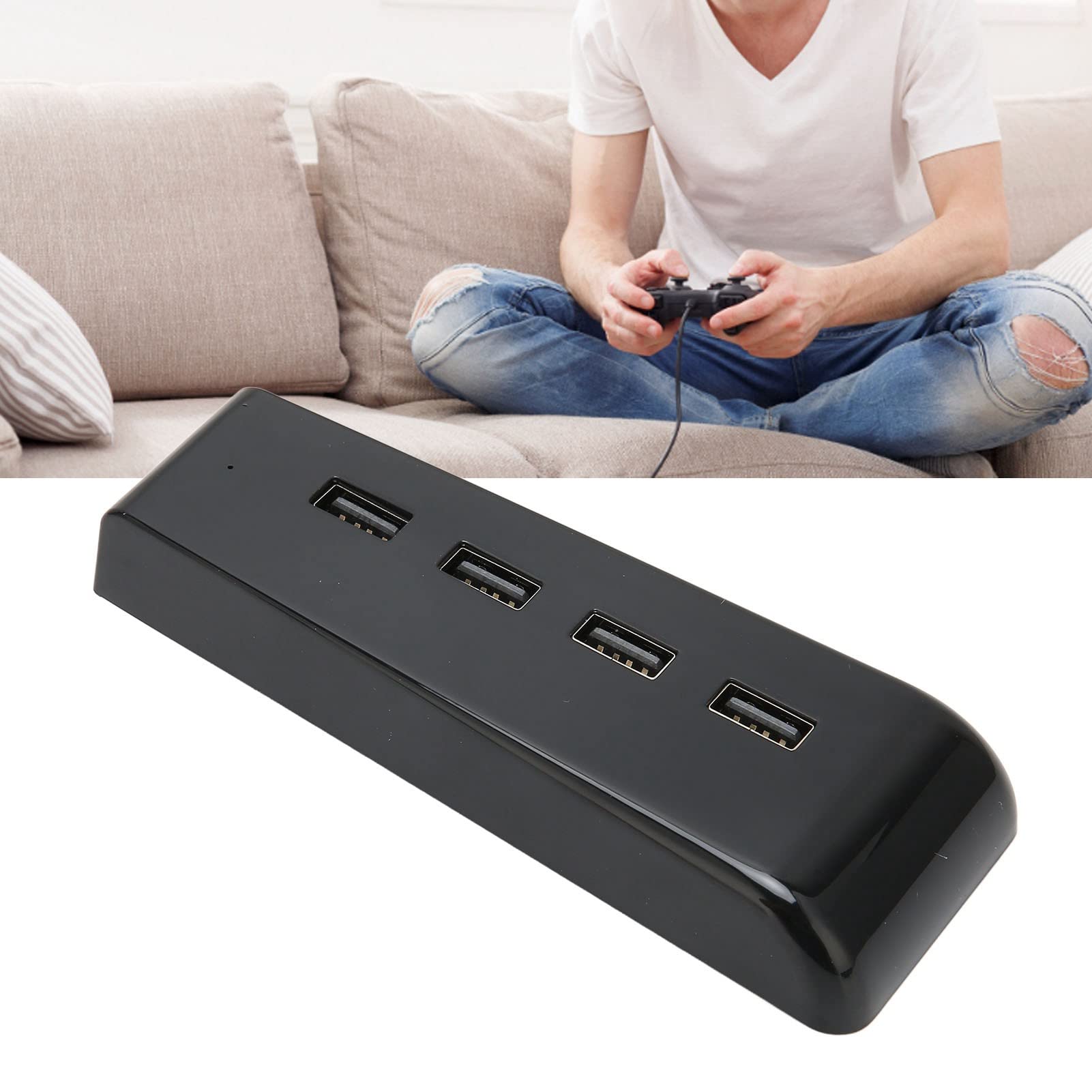 USB Hub for PS5, 4 USB 2.0 Extenders Connect Mouse, USB Drive, Controller Charger HD Camera, Fast Transfer Speed Suitable for PS5 Digital and Ultra HD Consoles