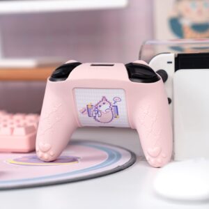 GeekShare Cat Paw Controller Skin Grips Set Compatible with Switch Pro Controller-Anti-Slip Silicone Protective Cover Case Joystick Caps for Switch Pro Wireless Controller - Pink