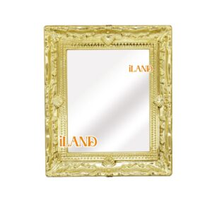 iLAND Mini Mirrors, Dollhouse Accessories on 1:12 Scale, Miniature Framed Glass Mirror (Bright Golden 4pcs)