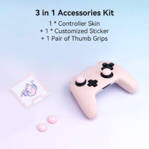 GeekShare Cat Paw Controller Skin Grips Set Compatible with Switch Pro Controller-Anti-Slip Silicone Protective Cover Case Joystick Caps for Switch Pro Wireless Controller - Pink