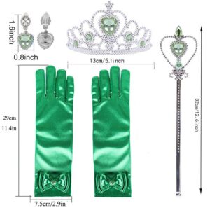 Princess Tiana Dress for Girls Green Fairy Frog Birthday Party Fancy Dresses Halloween Elf Costume Outfits with Accessories (2-3T)