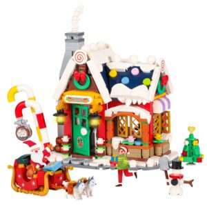 pinkbee christmas gingerbread house 2022 mini xmas tree building block set creative ornament toys kits micro bricks for adults kids 8-12 6-12 7-9（788pcs）