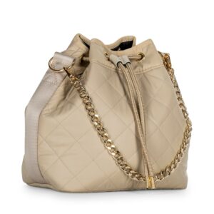 Haute Shore - Lindsey Buff Puffer Bucket Bag Beige Camo W/Orange & Peach Stripe