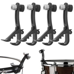 shockproof drum mic clip 4pcs, adjustable drum mic kit & microphone holder for mic stand, universal microphone clamp, premium drum microphone kit & mic holder for drum stand