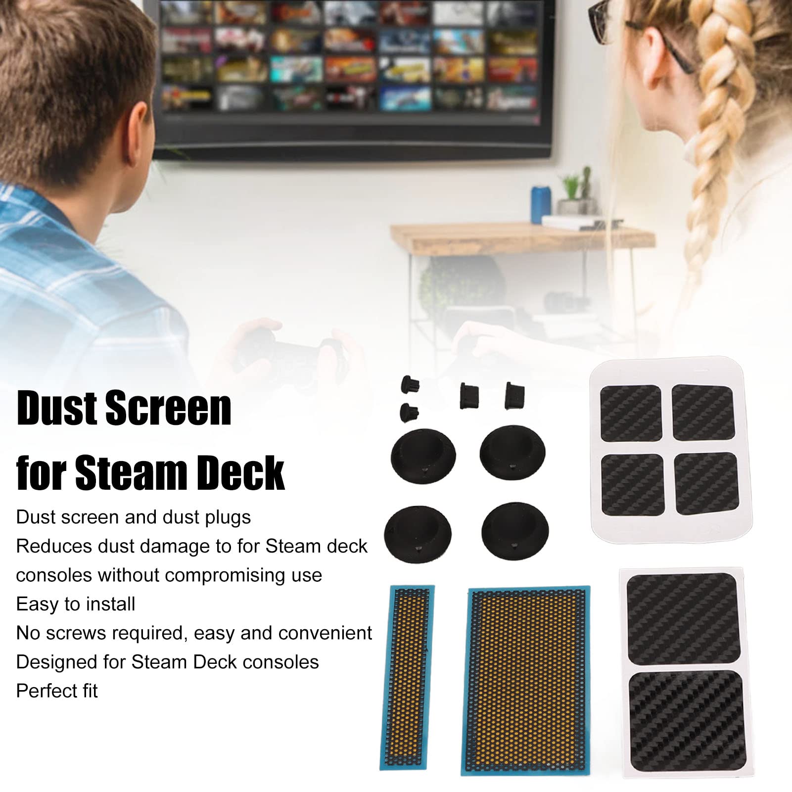 Game Console Kit, for Steam Deck, with Touchpad Stickers/ Sticker/Host Dust Screen/Silicone Joystick /Storage Box/Headphone Dust Plug [video game]